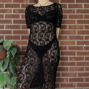 witchy black sheer lace dress